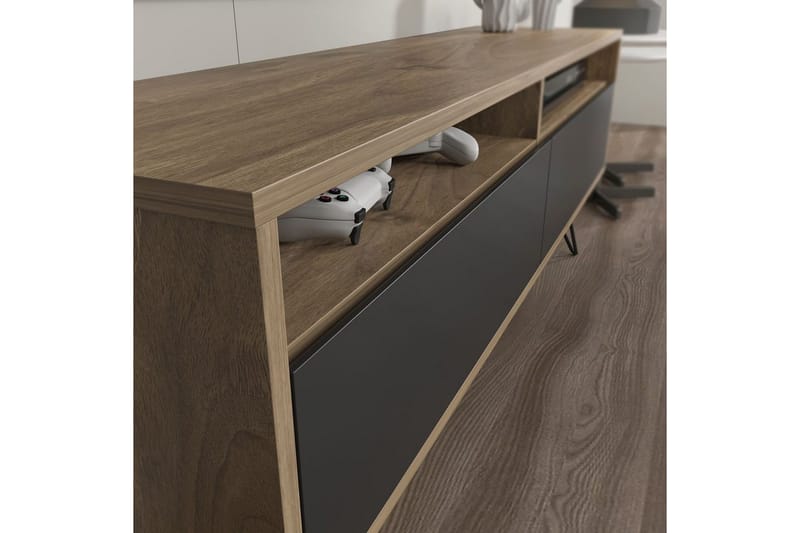 Anvor TV-benk 140 cm - Valnøtt/Sort - Møbler - Mediamøbel & tv møbel - TV-benk & mediabenk