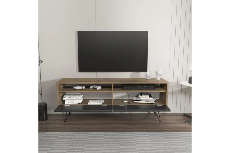 Anvor TV-benk 140 cm - Valnøtt/Sort - Møbler - Mediamøbel & tv møbel - TV-benk & mediabenk