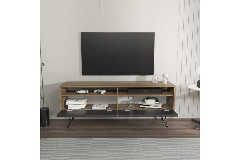 Anvor TV-benk 140 cm - Valnøtt/Sort - Møbler - Mediamøbel & tv møbel - TV-benk & mediabenk