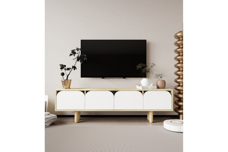 Arvo TV-benk 180x30 cm - Brun/Hvit - Møbler - Mediamøbel & tv møbel - Mediestativ & veggfeste