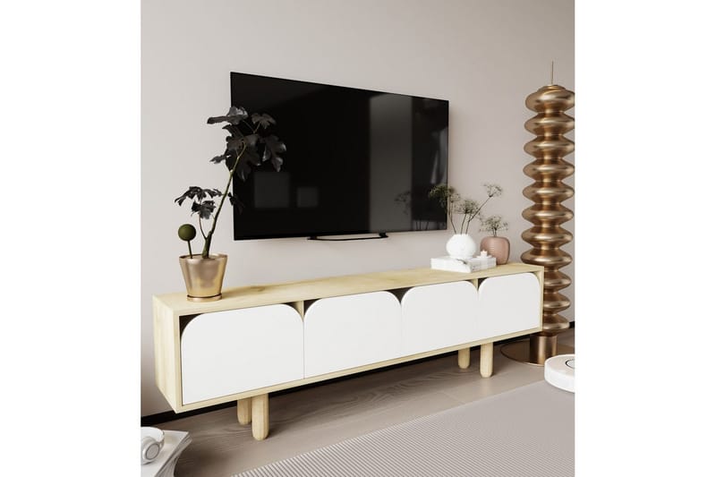 Arvo TV-benk 180x30 cm - Brun/Hvit - Møbler - Mediamøbel & tv møbel - Mediestativ & veggfeste