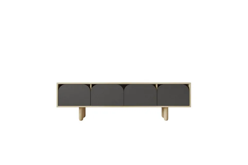 Arvo TV-benk 180x30 cm Travertinlook, Brun/Antrasitt