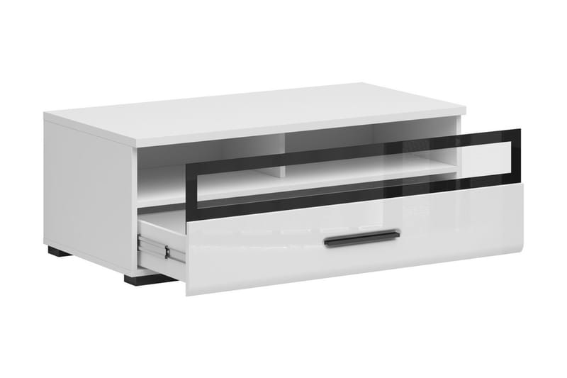 ASSEN TV-benk 100 cm - Hvit høyglans/Svart høyglans - TV-benk & mediabenk