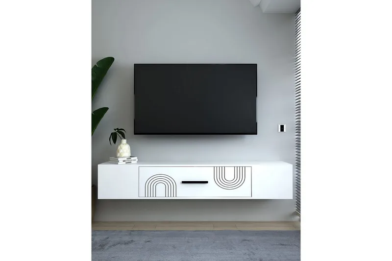 Avryn TV-benk 150 cm - Hvit - Møbler - Mediamøbel & tv møbel - TV-benk & mediabenk