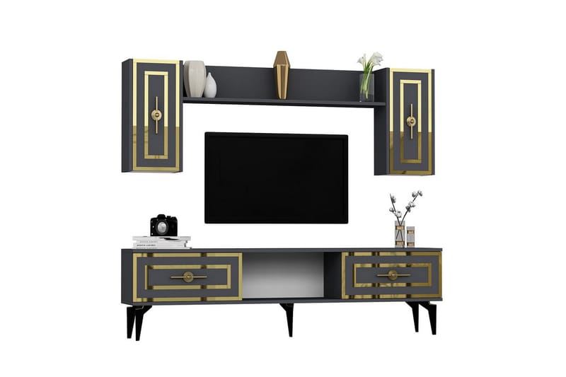 Barriet TV-møbelsett 150x29,6 cm - Antrasitt - Møbler - Mediamøbel & tv møbel - TV-møbelsett