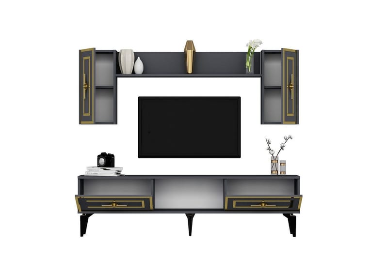 Barriet TV-møbelsett 150x29,6 cm - Antrasitt - Møbler - Mediamøbel & tv møbel - TV-møbelsett