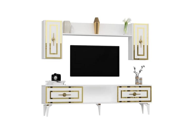 Barriet TV-møbelsett 150x29,6 cm - Hvit - Møbler - Mediamøbel & tv møbel - TV-møbelsett