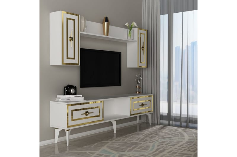 Barriet TV-møbelsett 150x29,6 cm - Hvit - Møbler - Mediamøbel & tv møbel - TV-møbelsett