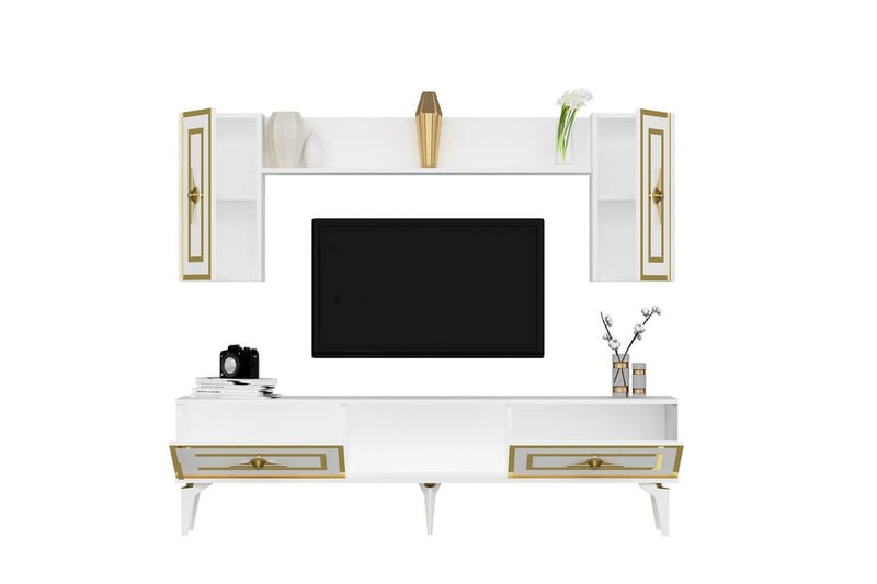Barriet TV-møbelsett 150x29,6 cm - Hvit - Møbler - Mediamøbel & tv møbel - TV-møbelsett