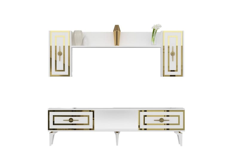 Barriet TV-møbelsett 150x29,6 cm - Hvit - Møbler - Mediamøbel & tv møbel - TV-møbelsett