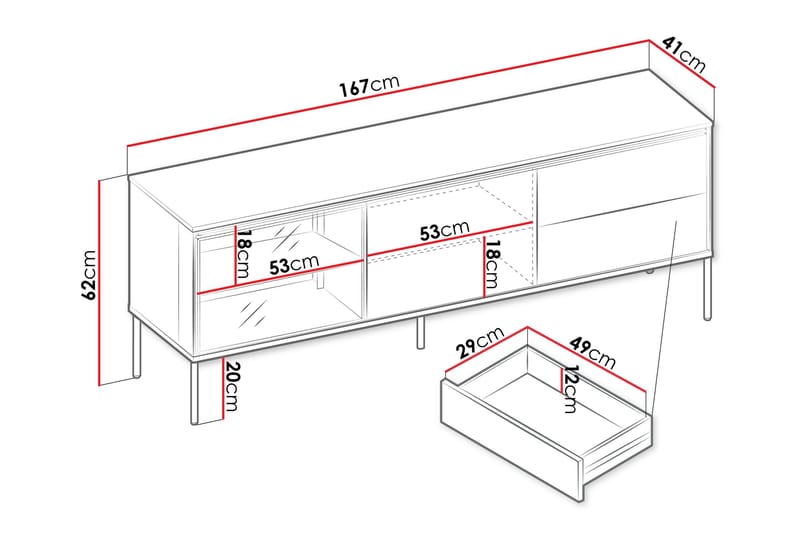 Basici Tv-Benk 167x41 cm - Brun - Møbler - Mediamøbel & tv møbel - TV-benk & mediabenk