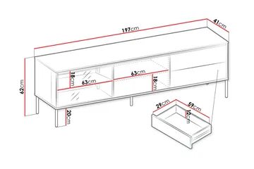 Basici Tv-Benk 197x41 cm - Grå/Grønn - Møbler - Mediamøbel & tv møbel - TV-benk & mediabenk