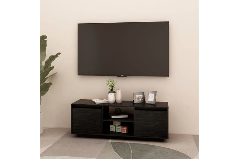 beBasic TV-benk 110x30x40 cm heltre furu svart - Svart - TV-benk & mediabenk