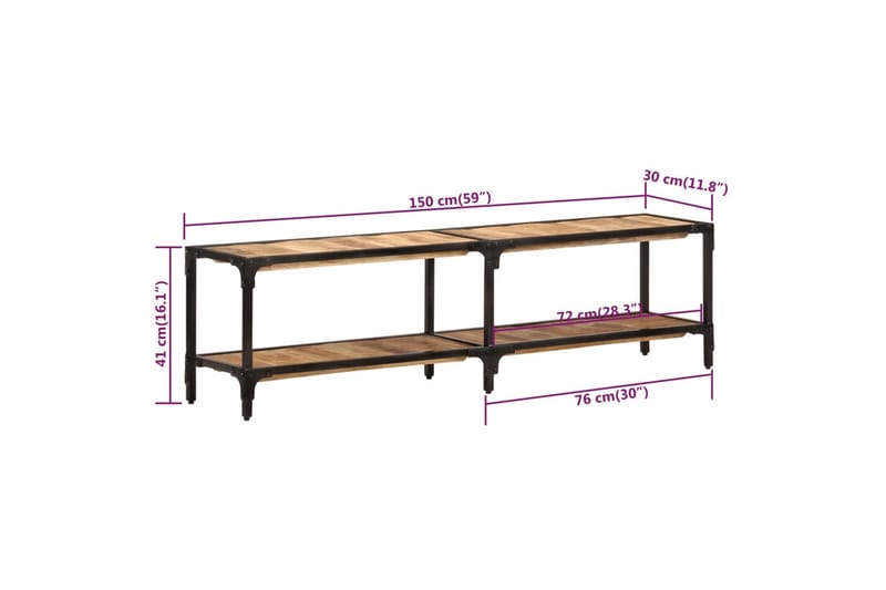 beBasic TV-benk 150x30x41 cm heltre mango - Brun - Møbler - Mediamøbel & tv møbel - TV-benk & mediabenk