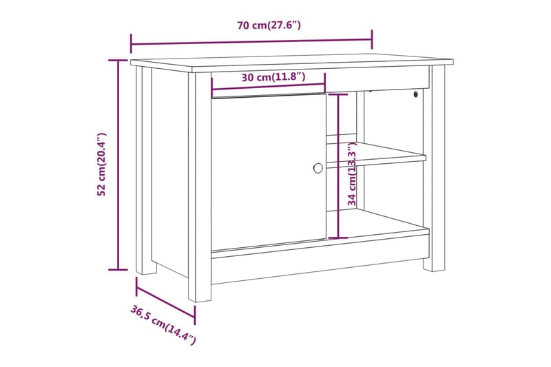 beBasic TV-benk 70x36,5x52 cm heltre furu - Brun - Møbler - Mediamøbel & tv møbel - TV-benk & mediabenk