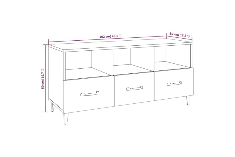 beBasic TV-benk betonggrå 102x35x50 cm konstruert tre - GrÃ¥ - TV-benk & mediabenk