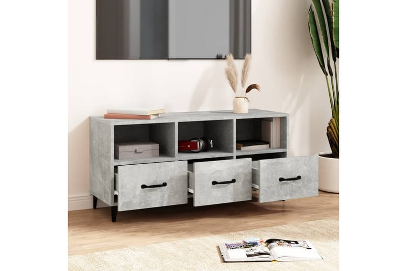beBasic TV-benk betonggrå 102x35x50 cm konstruert tre - GrÃ¥ - Møbler - Mediamøbel & tv møbel - TV-benk & mediabenk