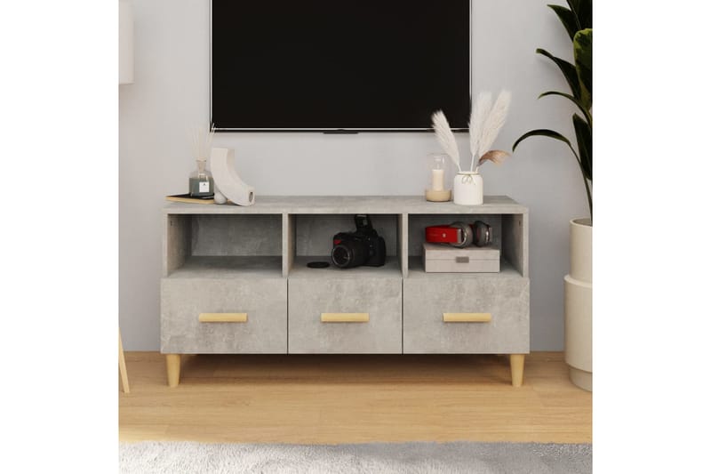 beBasic TV-benk betonggrå 102x36x50 cm konstruert tre - GrÃ¥ - TV-benk & mediabenk