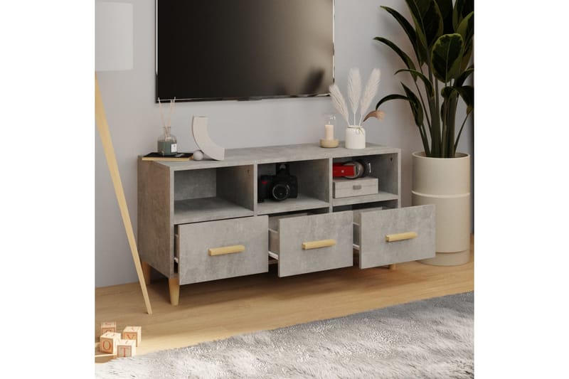 beBasic TV-benk betonggrå 102x36x50 cm konstruert tre - GrÃ¥ - Møbler - Mediamøbel & tv møbel - TV-benk & mediabenk