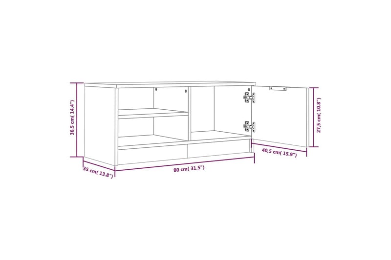 beBasic TV-benk betonggrå 80x35x36,5 cm konstruert tre - GrÃ¥ - TV-benk & mediabenk