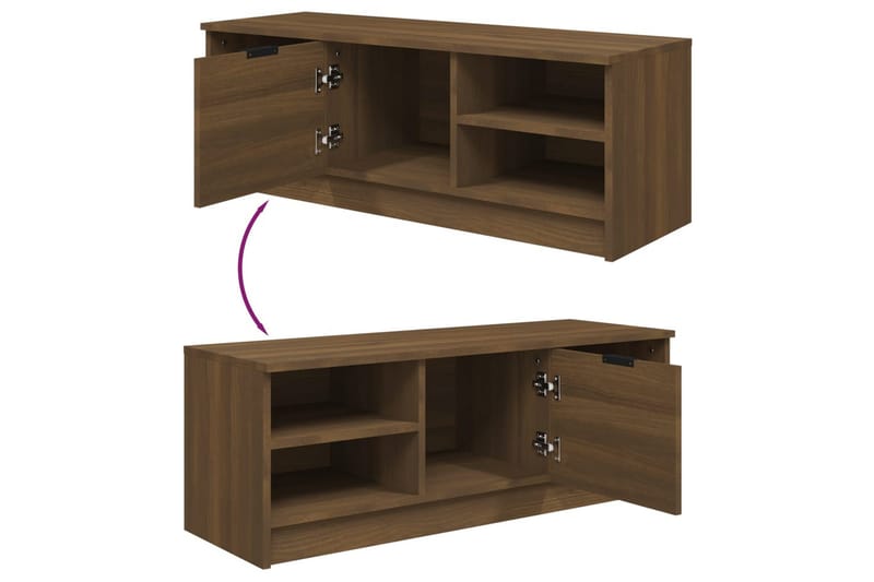 beBasic TV-benk brun eik 102x35,5x36,5 cm konstruert tre - Brun - Møbler - Mediamøbel & tv møbel - TV-benk & mediabenk