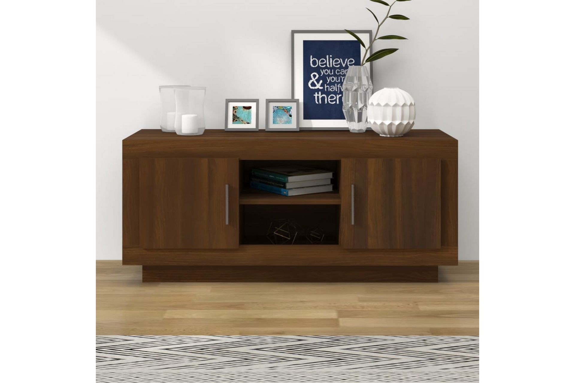 beBasic TV-benk brun eik 102x35x45 cm konstruert tre - Brun - Møbler - Mediamøbel & tv møbel - TV-benk & mediabenk