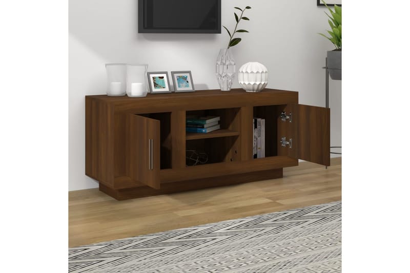 beBasic TV-benk brun eik 102x35x45 cm konstruert tre - Brun - TV-benk & mediabenk