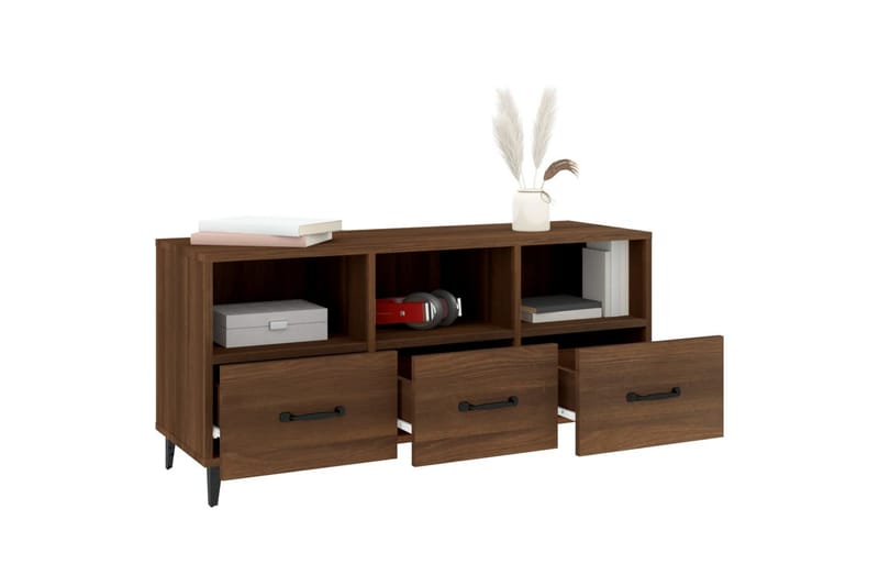 beBasic TV-benk brun eik 102x35x50 cm konstruert tre - Brun - Møbler - Mediamøbel & tv møbel - TV-benk & mediabenk