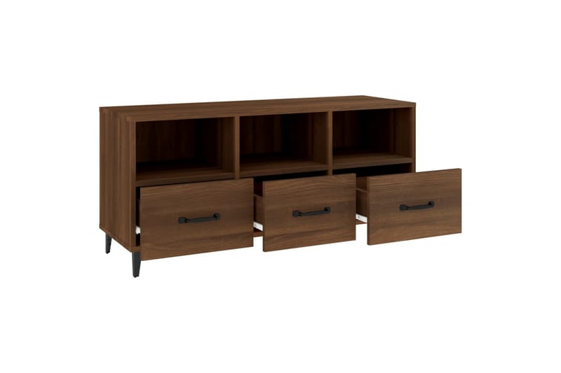 beBasic TV-benk brun eik 102x35x50 cm konstruert tre - Brun - Møbler - Mediamøbel & tv møbel - TV-benk & mediabenk
