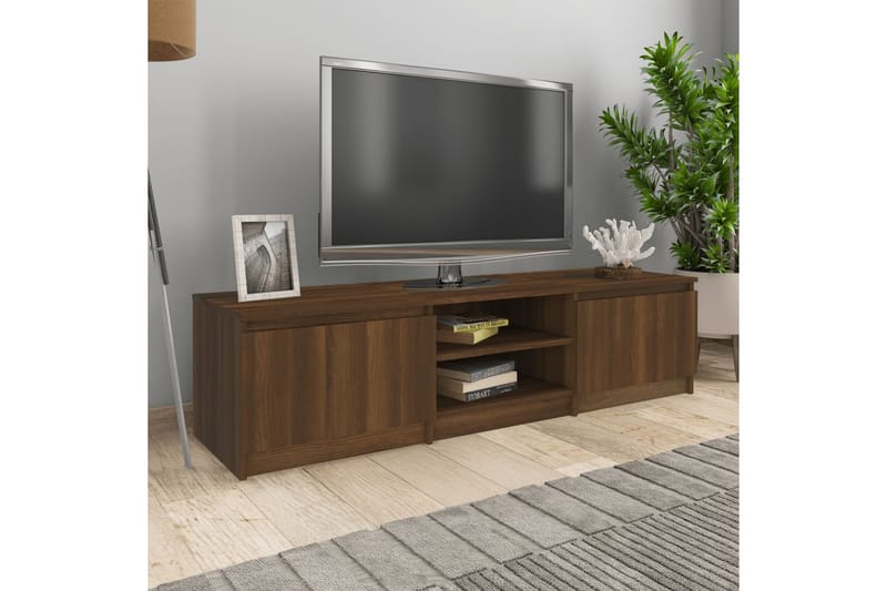 beBasic TV-benk brun eik 140x40x35,5 cm konstruert tre - Brun - TV-benk & mediabenk
