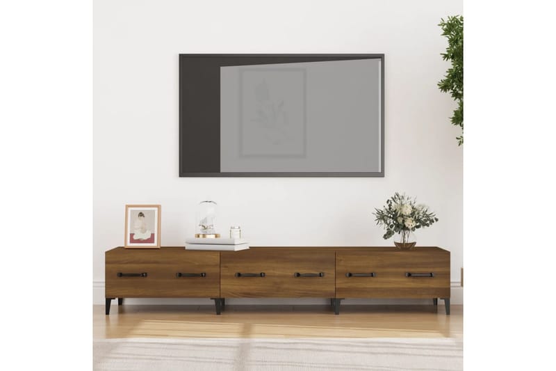 beBasic TV-benk brun eik 150x34,5x30 cm konstruert tre - Brun - TV-benk & mediabenk