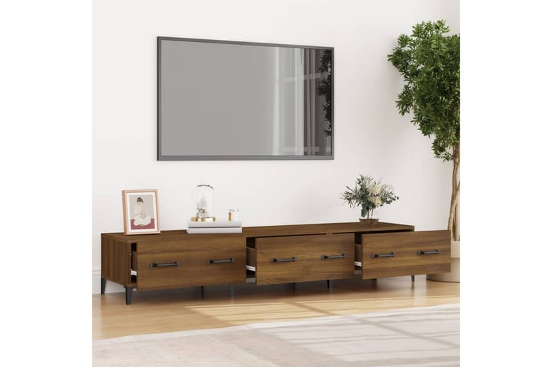 beBasic TV-benk brun eik 150x34,5x30 cm konstruert tre - Brun - TV-benk & mediabenk