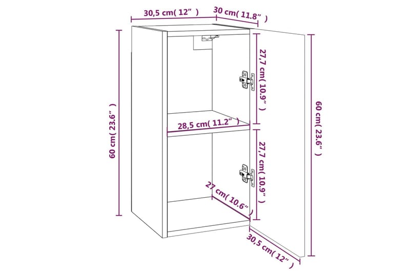 beBasic TV-benk brun eik 30,5x30x60 cm konstruert tre - Brun - TV-benk & mediabenk