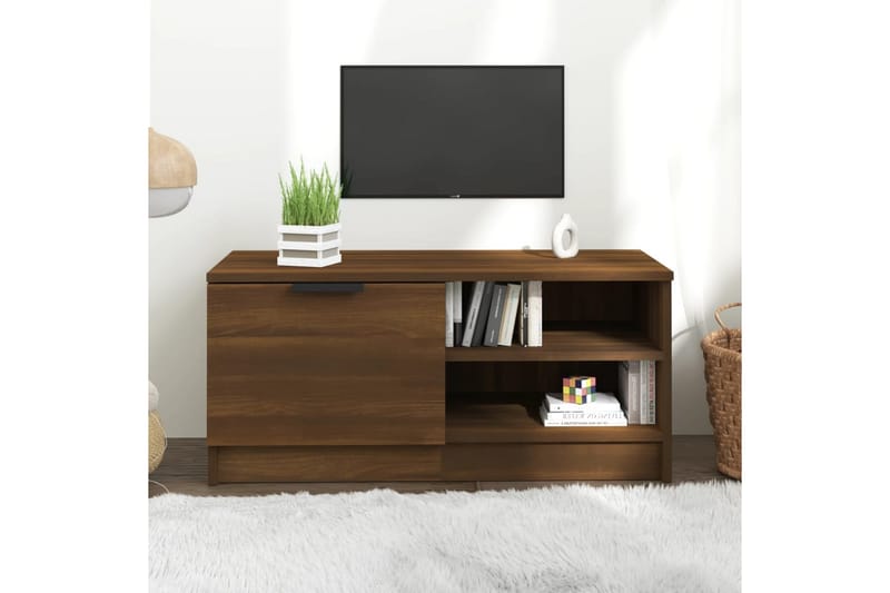 beBasic TV-benk brun eik 80x35x36,5 cm konstruert tre - Brun - TV-benk & mediabenk