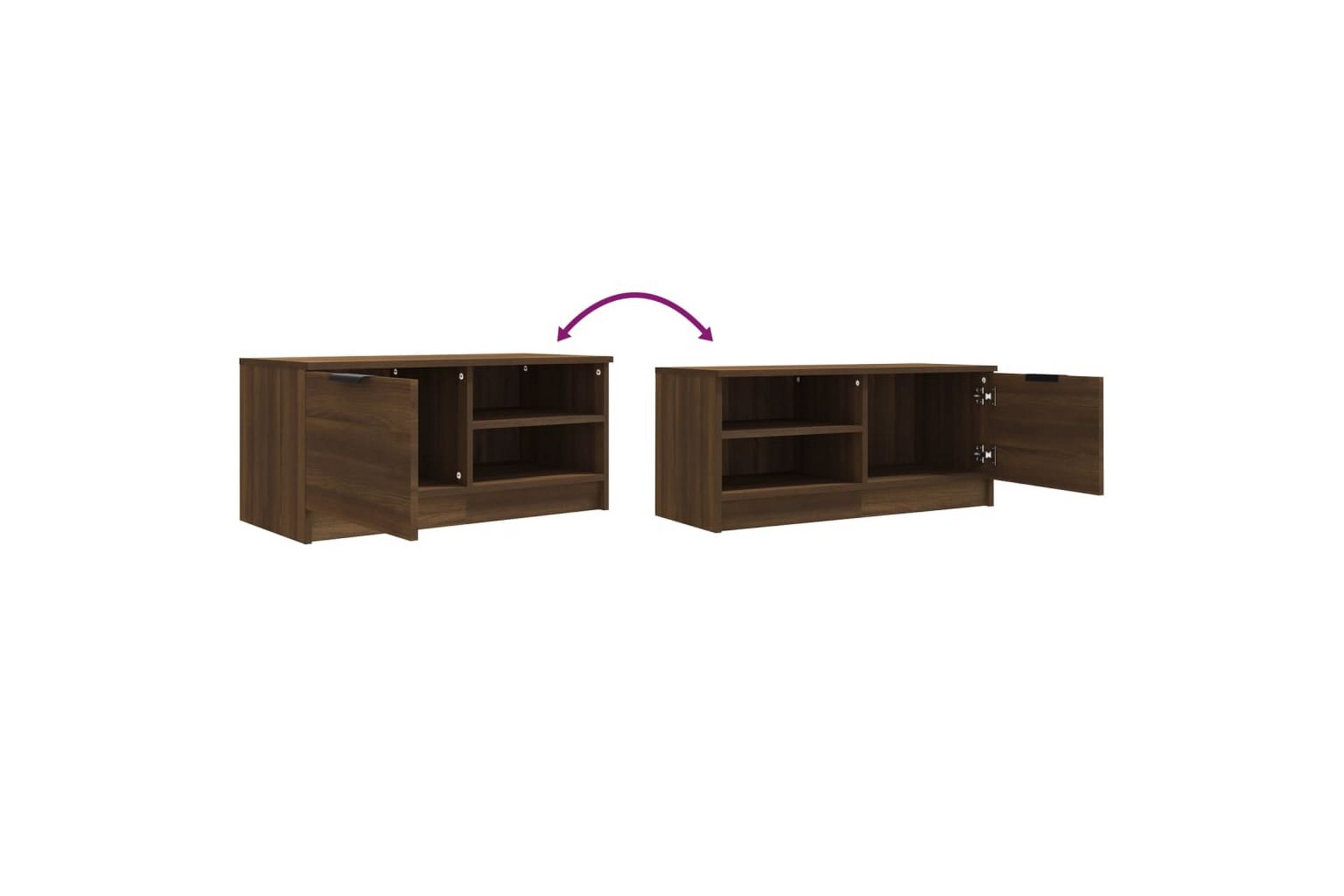 beBasic TV-benk brun eik 80x35x36,5 cm konstruert tre - Brun - Møbler - Mediamøbel & tv møbel - TV-benk & mediabenk