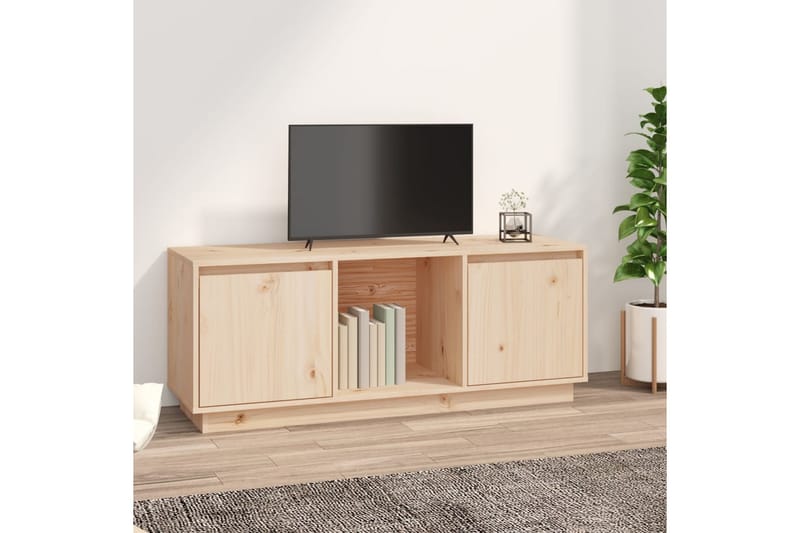 beBasic TV-benk grå 110,5x35x44 cm heltre furu - Brun - Møbler - Mediamøbel & tv møbel - TV-benk & mediabenk