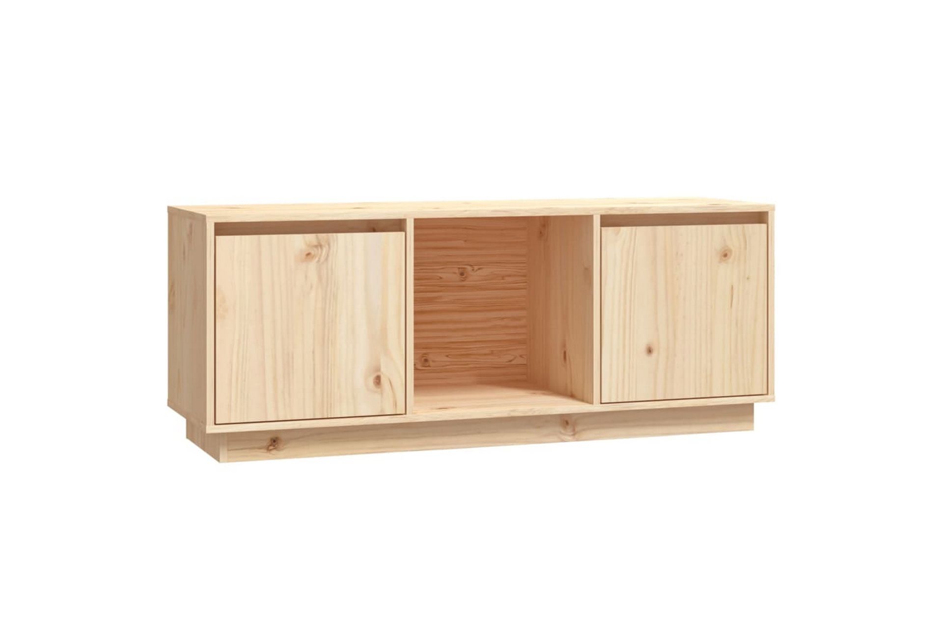 beBasic TV-benk grå 110,5x35x44 cm heltre furu - Brun - Møbler - Mediamøbel & tv møbel - TV-benk & mediabenk