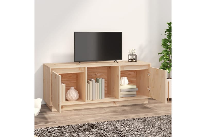 beBasic TV-benk grå 110,5x35x44 cm heltre furu - Brun - Møbler - Mediamøbel & tv møbel - TV-benk & mediabenk