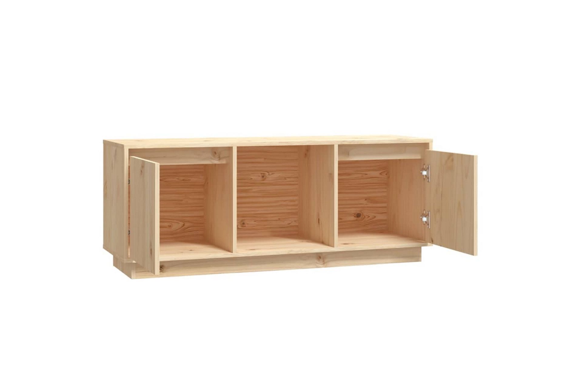 beBasic TV-benk grå 110,5x35x44 cm heltre furu - Brun - Møbler - Mediamøbel & tv møbel - TV-benk & mediabenk