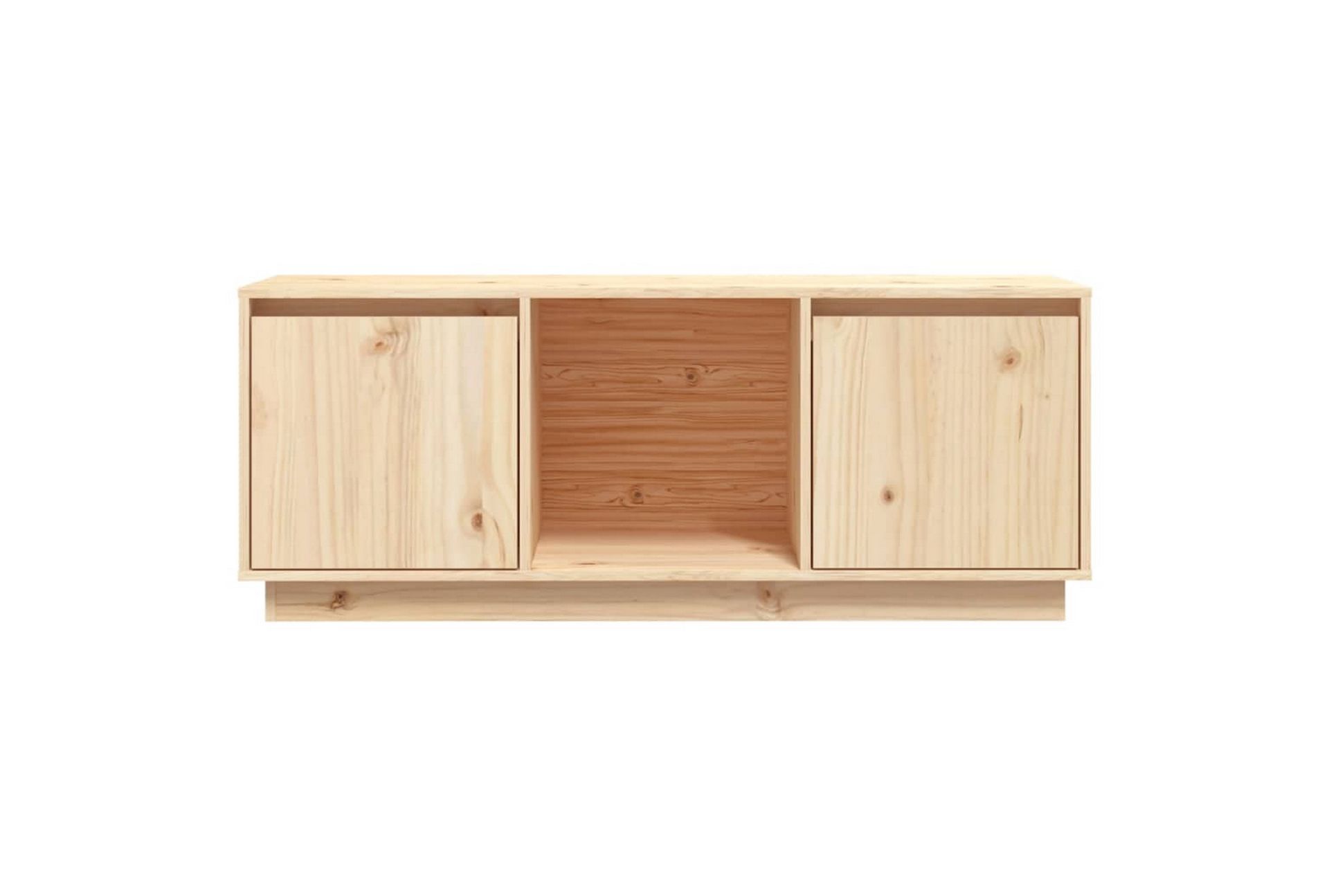 beBasic TV-benk grå 110,5x35x44 cm heltre furu - Brun - Møbler - Mediamøbel & tv møbel - TV-benk & mediabenk