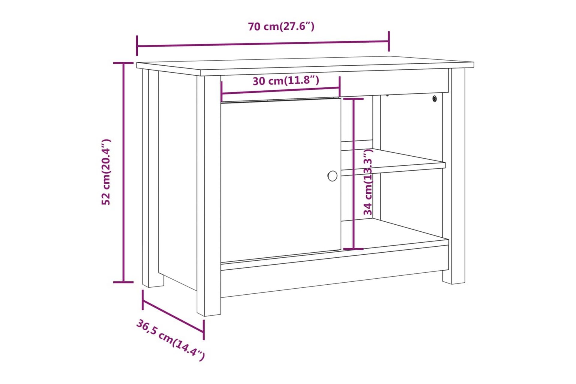 beBasic TV-benk grå 70x36,5x52 cm heltre furu - GrÃ¥ - Møbler - Mediamøbel & tv møbel - TV-benk & mediabenk