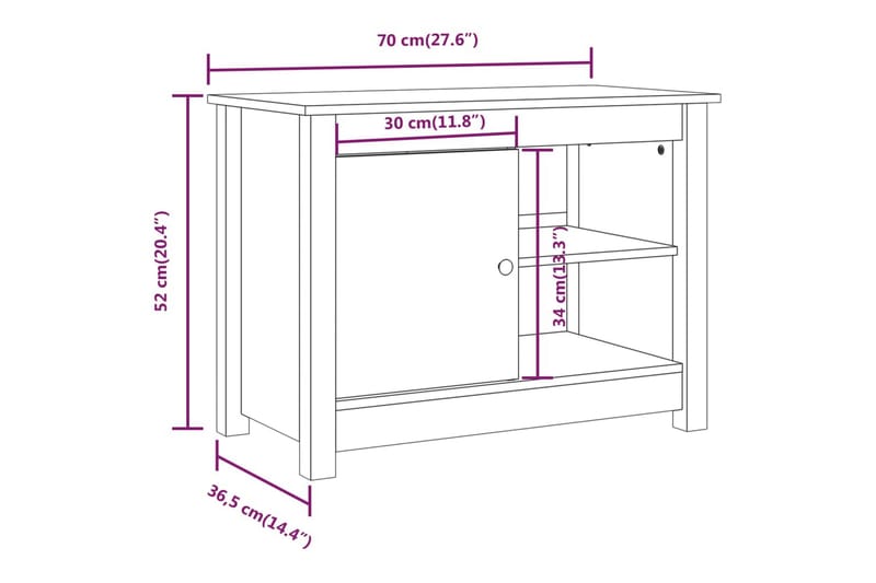 beBasic TV-benk grå 70x36,5x52 cm heltre furu - GrÃ¥ - TV-benk & mediabenk