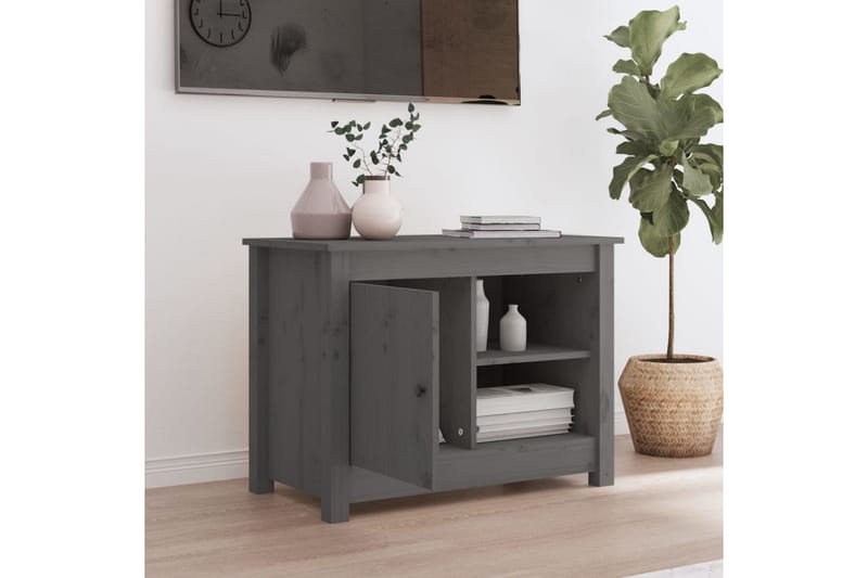 beBasic TV-benk grå 70x36,5x52 cm heltre furu - GrÃ¥ - Møbler - Mediamøbel & tv møbel - TV-benk & mediabenk