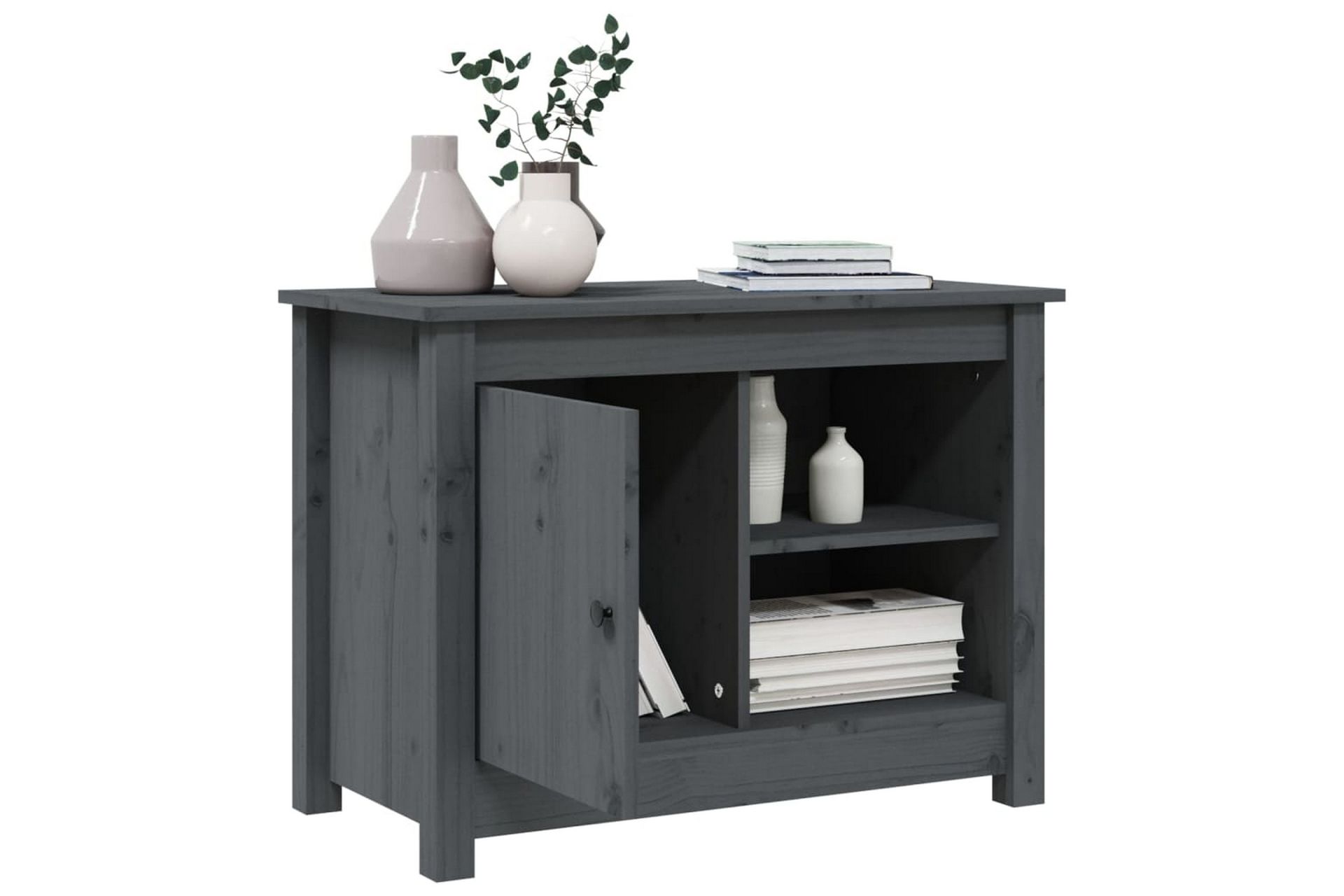 beBasic TV-benk grå 70x36,5x52 cm heltre furu - GrÃ¥ - Møbler - Mediamøbel & tv møbel - TV-benk & mediabenk
