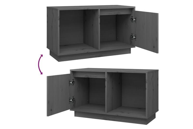 beBasic TV-benk grå 74x35x44 cm heltre furu - GrÃ¥ - Møbler - Mediamøbel & tv møbel - TV-benk & mediabenk