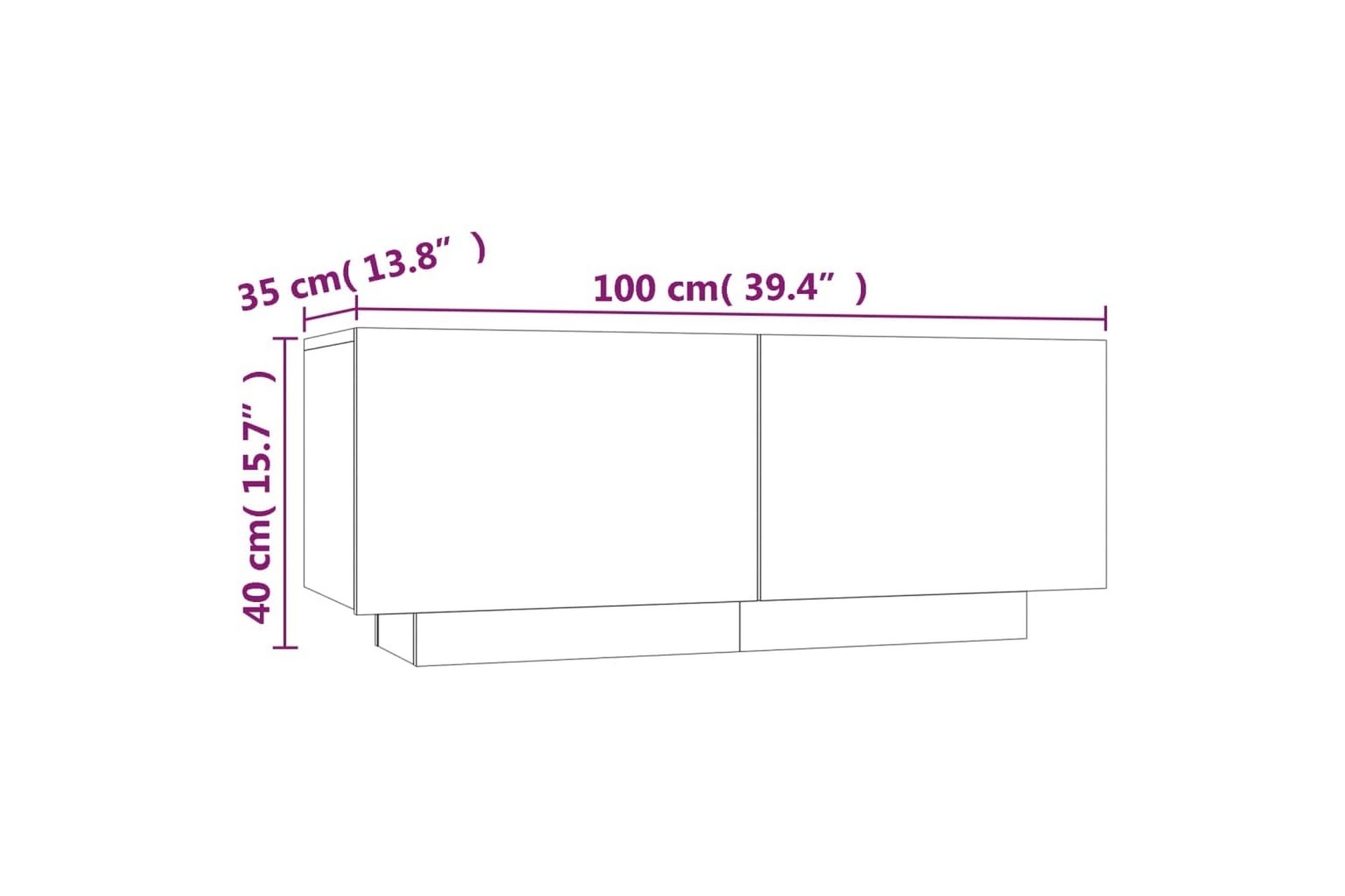 beBasic TV-benk grå sonoma 100x35x40 cm konstruert tre - GrÃ¥ - Møbler - Mediamøbel & tv møbel - TV-benk & mediabenk