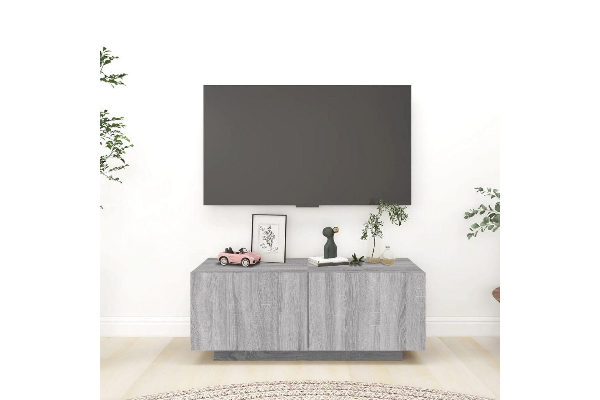 beBasic TV-benk grå sonoma 100x35x40 cm konstruert tre - GrÃ¥ - Møbler - Mediamøbel & tv møbel - TV-benk & mediabenk