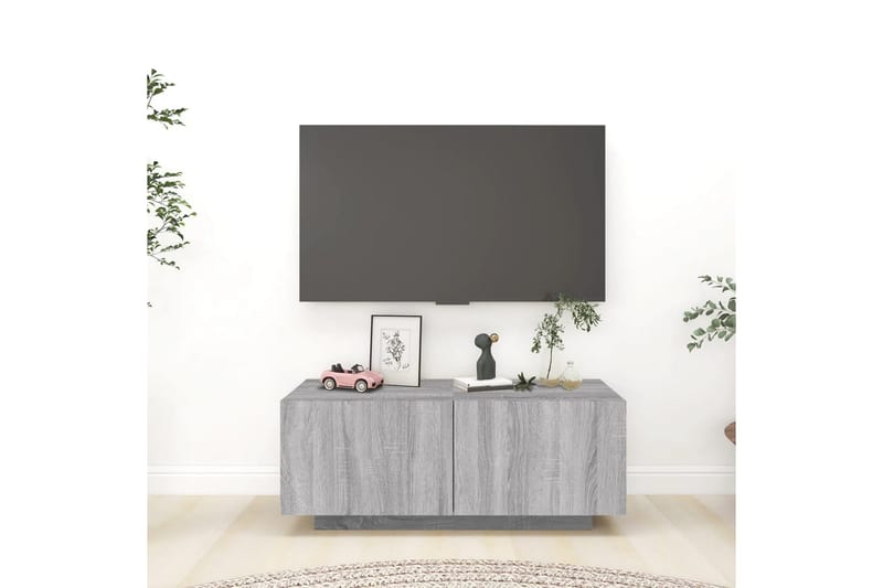 beBasic TV-benk grå sonoma 100x35x40 cm konstruert tre - GrÃ¥ - Møbler - Mediamøbel & tv møbel - TV-benk & mediabenk
