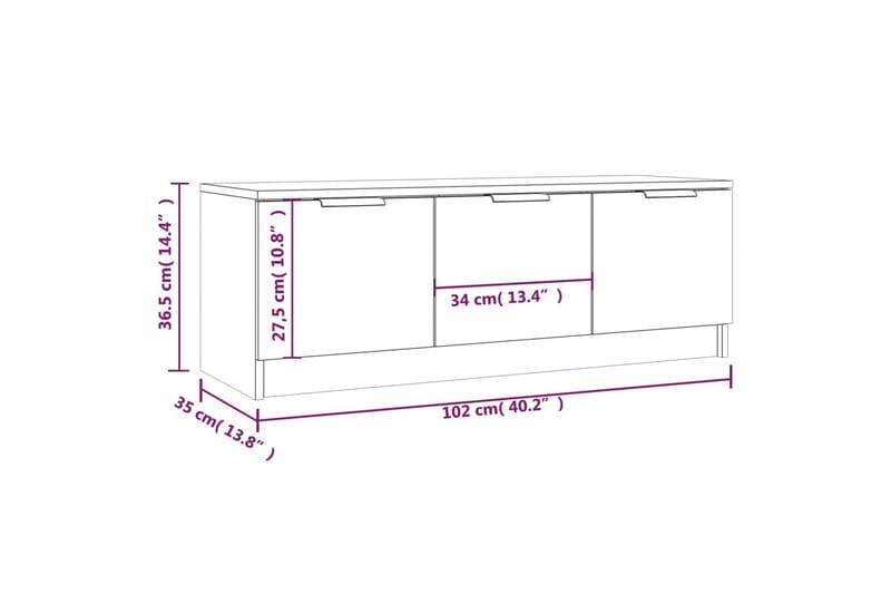 beBasic TV-benk grå sonoma 102x35x36,5 cm konstruert tre - GrÃ¥ - TV-benk & mediabenk