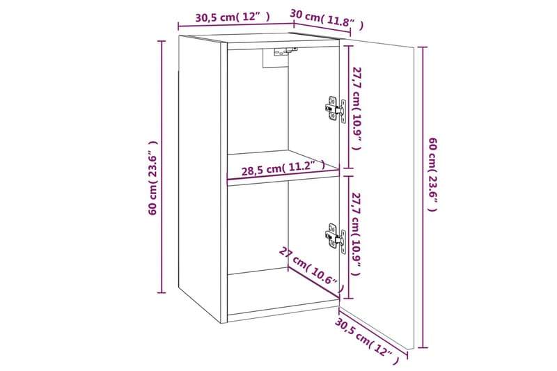 beBasic TV-benk grå sonoma 30,5x30x60 cm konstruert tre - GrÃ¥ - TV-benk & mediabenk